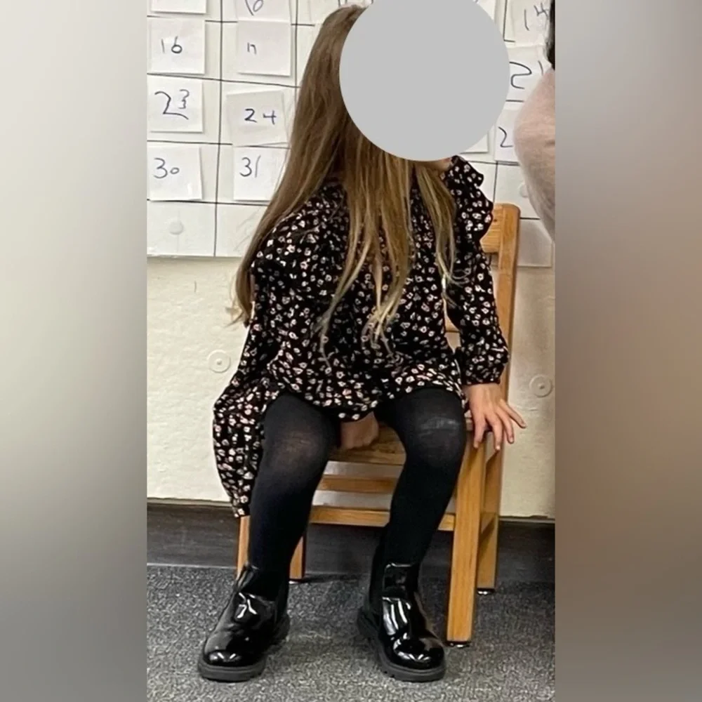 ZARA Girls Black Floral Spring Dress - 4~5 years